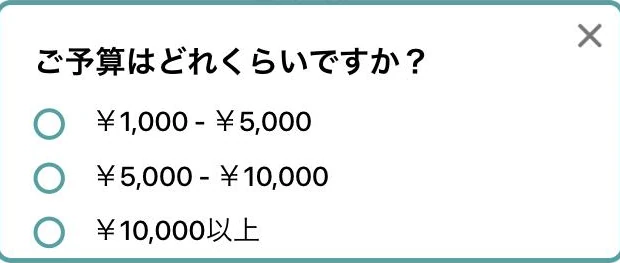 予算帯を単一選択で聞くアンケート